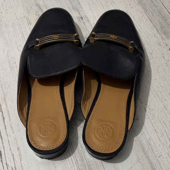 Tory Burch Amelia Black Leather Women's Loafers with Gold Accents Size 7.5 - Picture 6 of 15